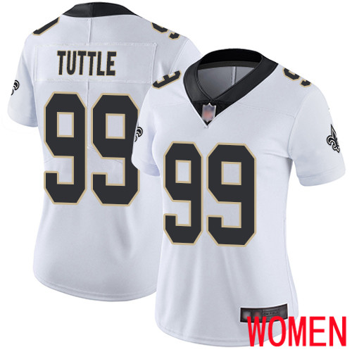 New Orleans Saints Limited White Women Shy Tuttle Road Jersey NFL Football #99 Vapor Untouchable Jersey->women nfl jersey->Women Jersey